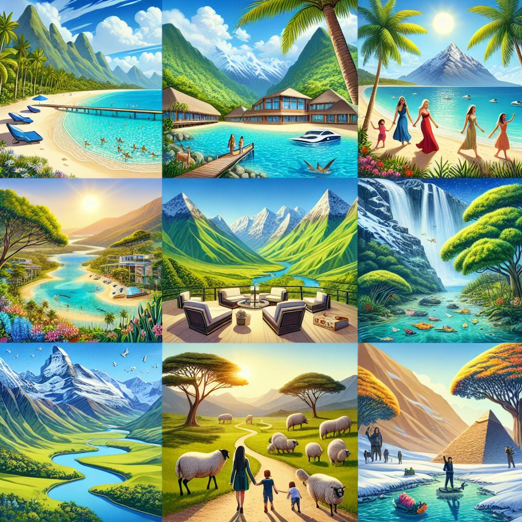 luxury vacations: 1. Unique family-friendly destinations around the world. No text.