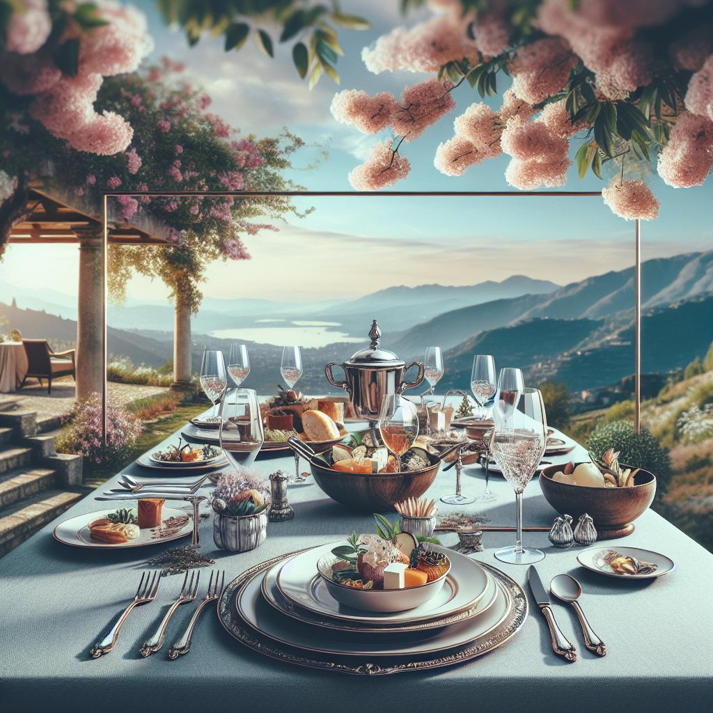luxury vacations: 3. Gourmet experiences at high-end vacation spots. No text.